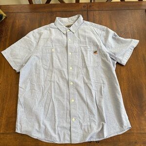 40 Grit By Duluth Trading Standard Fit Blue Short Sleeve Shirt Men XL Chambray